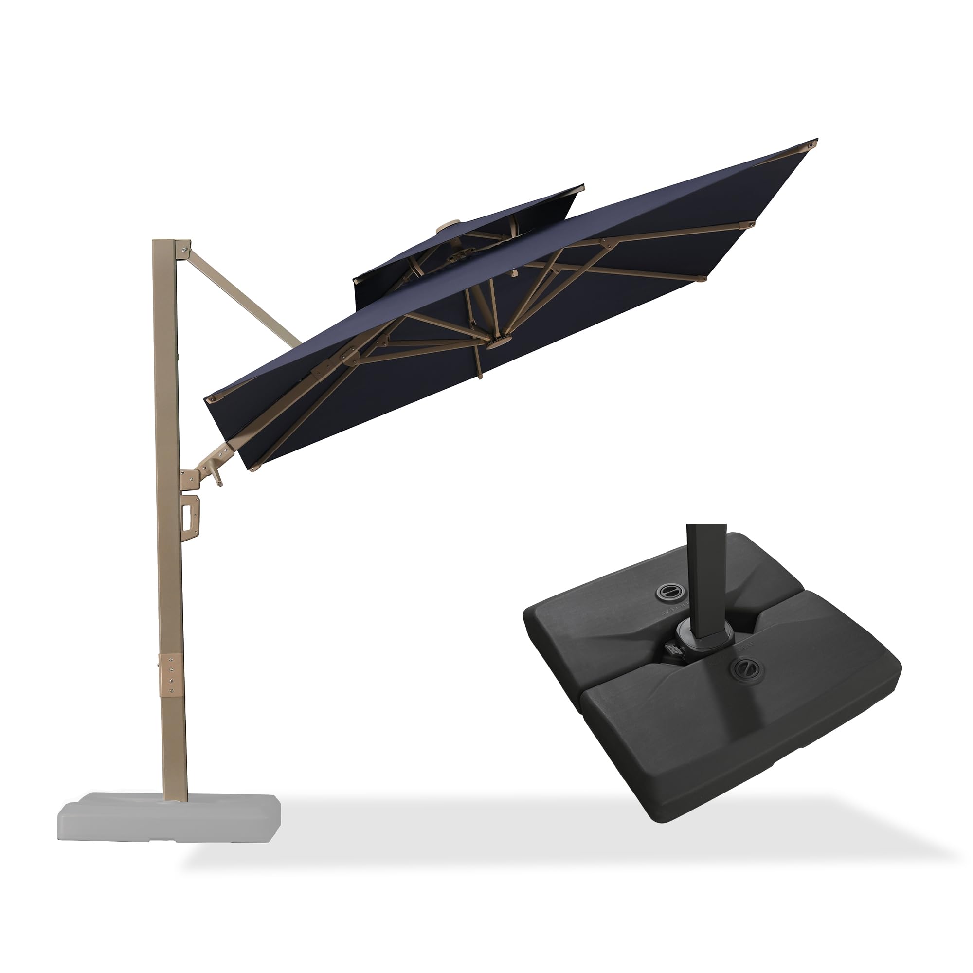PURPLE LEAF Umbrella Outdoor Patio With Base 8 FT Aluminum Frame, Navy Blue