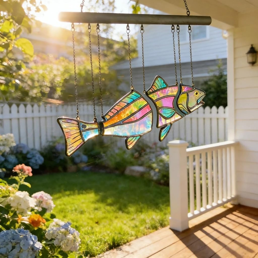 Pannello acrilico colorato della finestra degli attaccamenti della finestra di vetro macchiato Suncatchers del pesce
