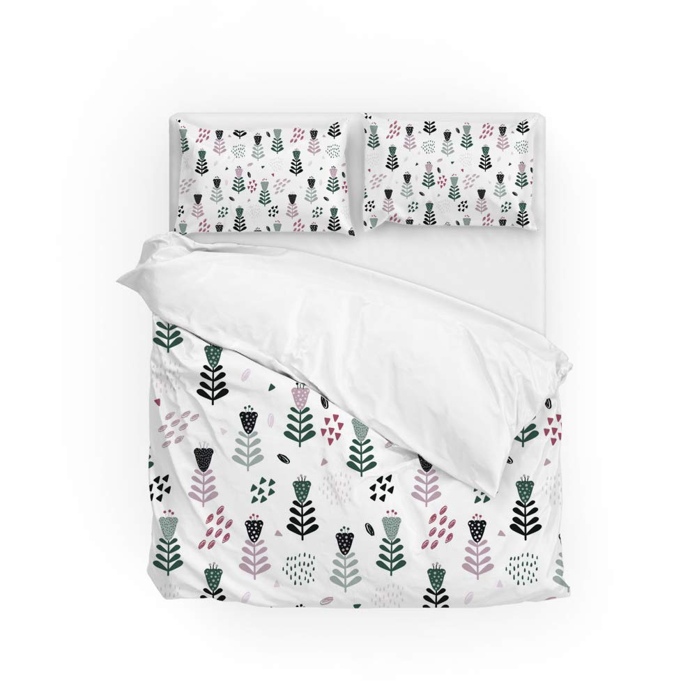 Housse de couette fleurs noir en polyester ultra doux et durable pour grand lit