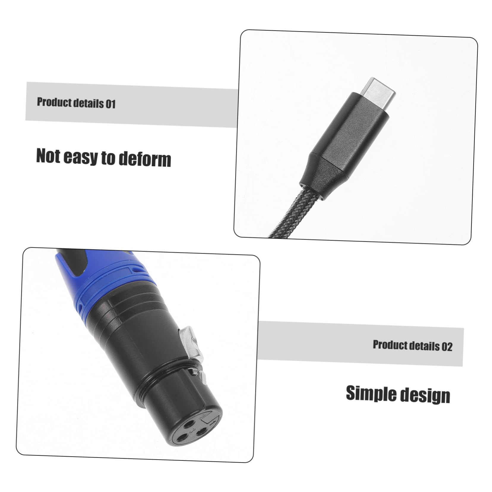 TOYANDONA 3piezas Cable De Micrófono Type-c Adaptador De Para Guitarra y Consola De Diseño y De Usar Para Músicos y Grabaciones