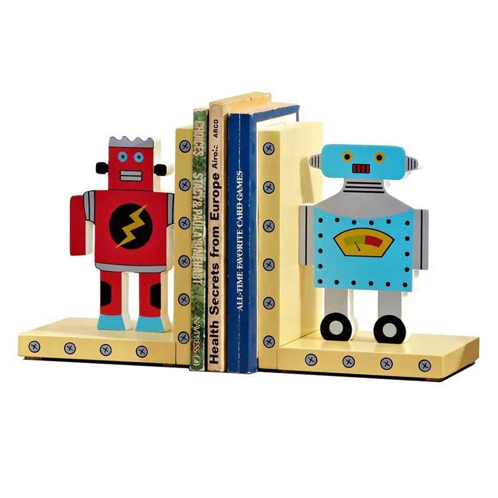 Bookends Cute Robot Nonskid Bookends Bookend Art Gift Book Ends for Shelves