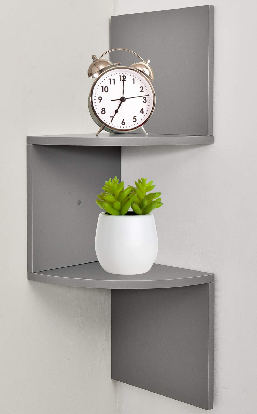 Greenco Zigzag 2 Tier Corner Floating Shelves, Gray Finish. Buy Online