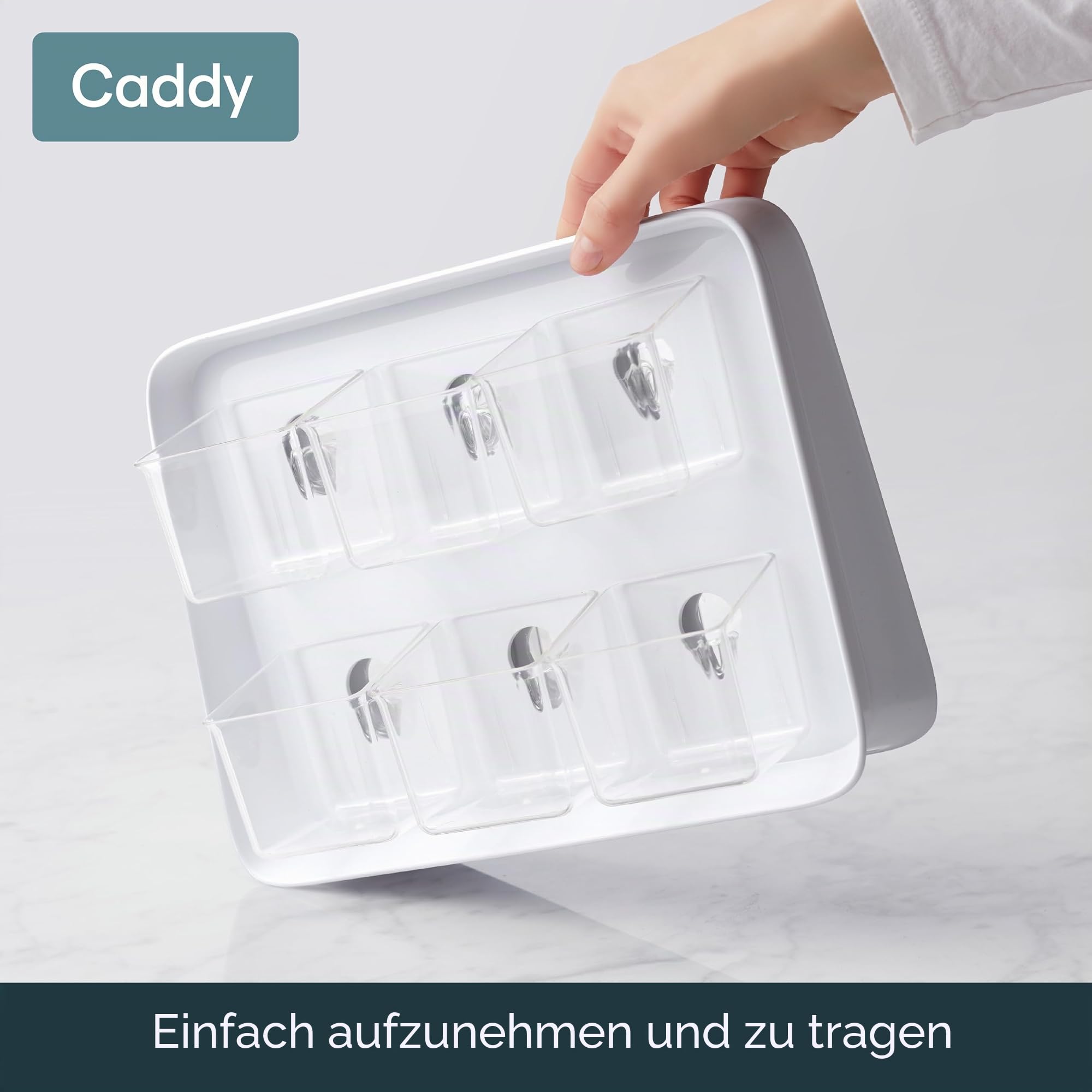 YouCopia 1 Teeständer TeaStand Teebeutel-Organizer mit transparenten, abnehmbaren Behältern, Schrank oder Speisekammer, Kunststoff, farblos