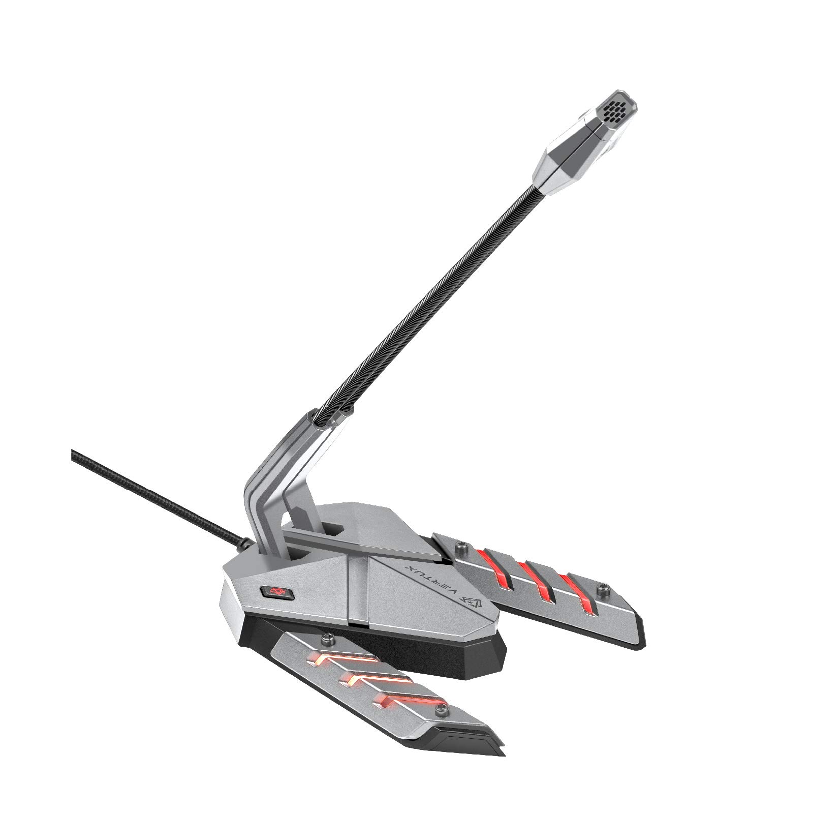 Vertux Streamer-3 High Intensity Anti-Vibration Microphone- Black | [2 Years-Warranty] Portable with Mute Button | 360 Degree Rotatable | Microphone with Adjustable Mic | Omni-Directional