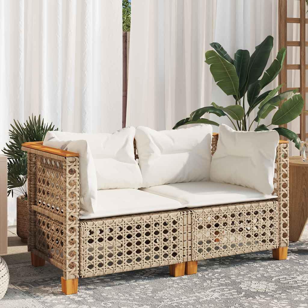 vidaXL Divani Angolari da Giardino con Cuscini 2 Beige Polyrattan, Divano da Giardino con Cuscini, Seduta da Giardino, Divano da Patio