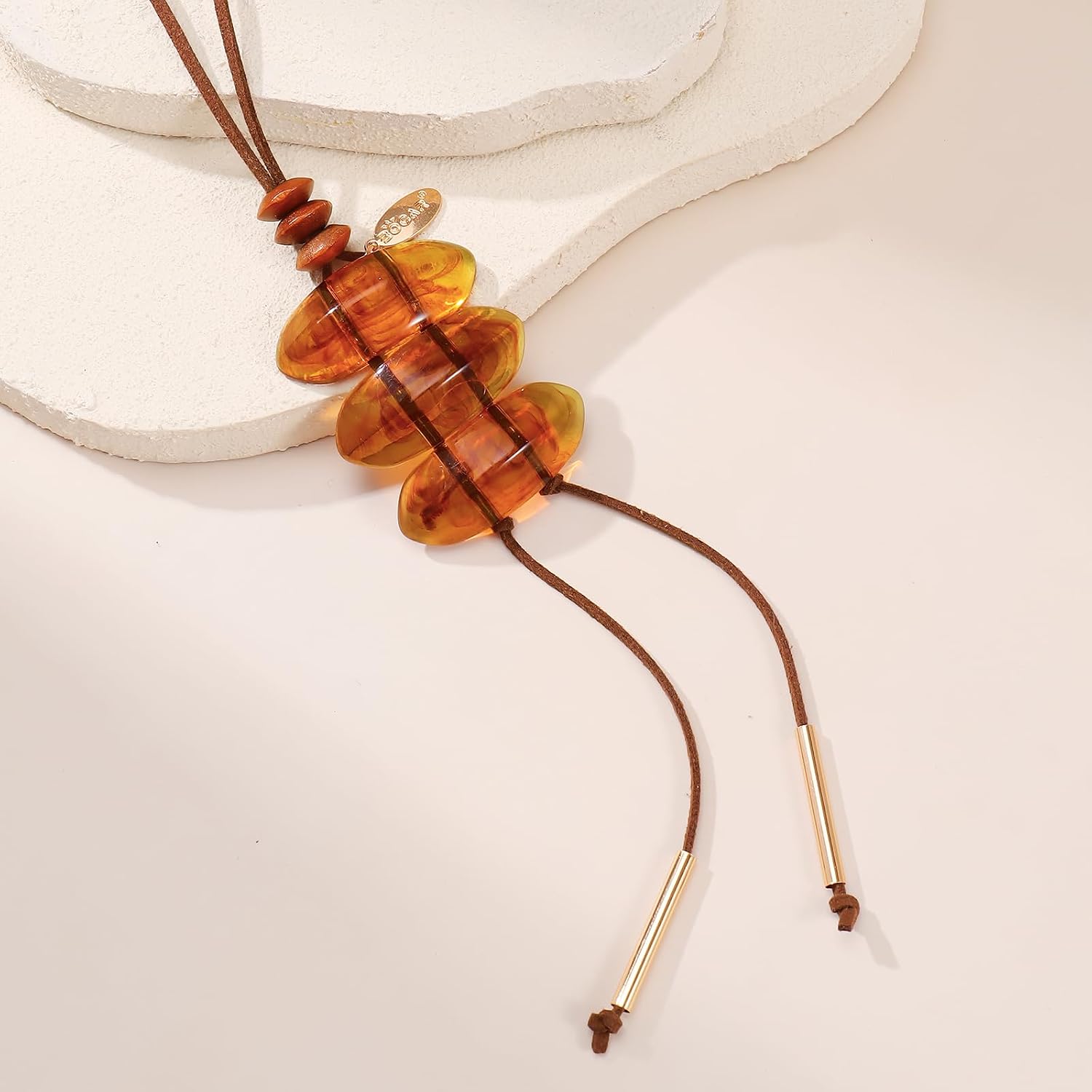 Bocar Long Velvet Resin Necklace with Tassel Pendant for Women Long Costume Necklace Gift (NK-10804)