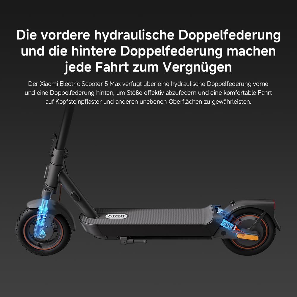 Xiaomi E-Scooter mit Straßenzulassung 4 Lite, 4 Ultra, 5 Elite, 5, 5 Pro, 5 Plus oder 5 Max (max 20km/h, bis zu 70km Reichweite und 25% Steigung, Luftreifen, Dual-Bremsen, Display, App)