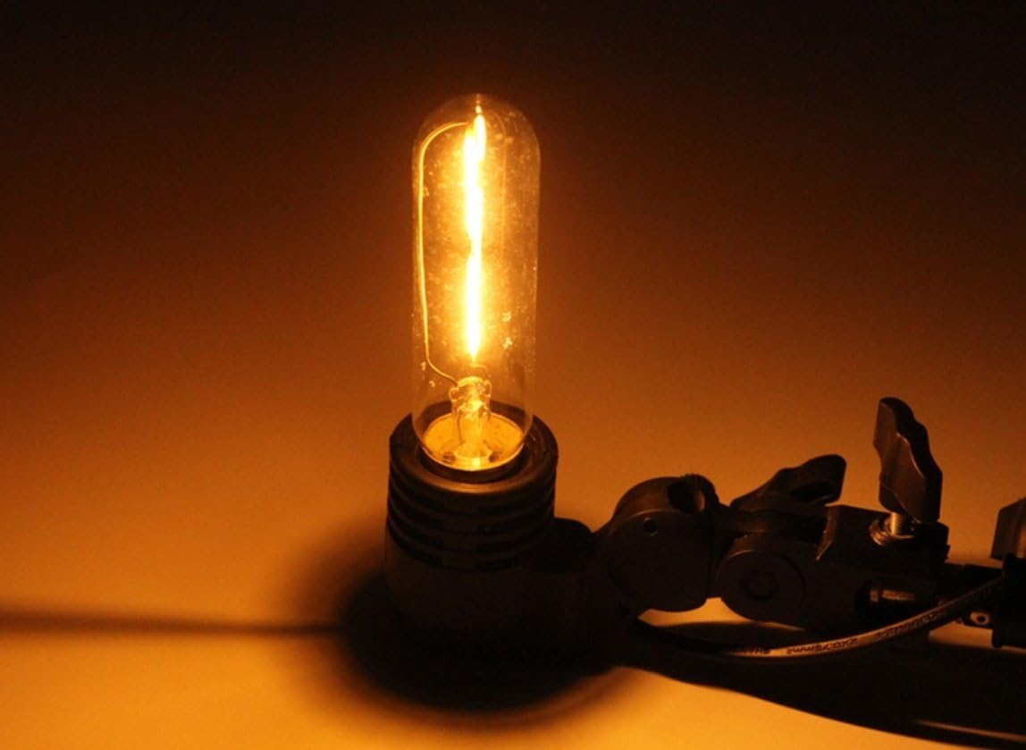 Vintage Edison LED Bulb 4 Pack,T10/T30 LED Bulbs 2W Antique COB Tubular Filament LED Bulb Tubular Edison Style LED Filament Bulb T10,Dimmable,E27 Medium Base,Warm White 2300K,Amber Glass Cover