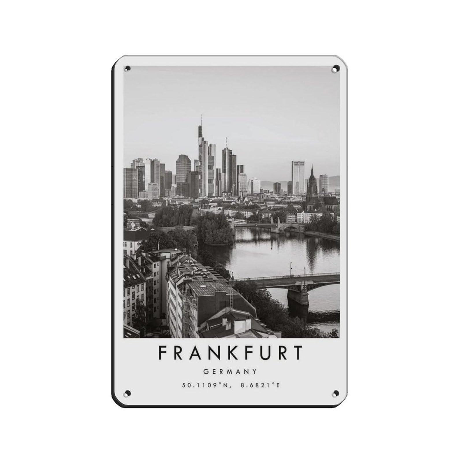 Frankfurt Travel, Germany Poster Tin Sign Vintage Metal Pub Club Cafe Bar Home Wall Art Decoration Poster Retro 8x12inch(20x30cm)