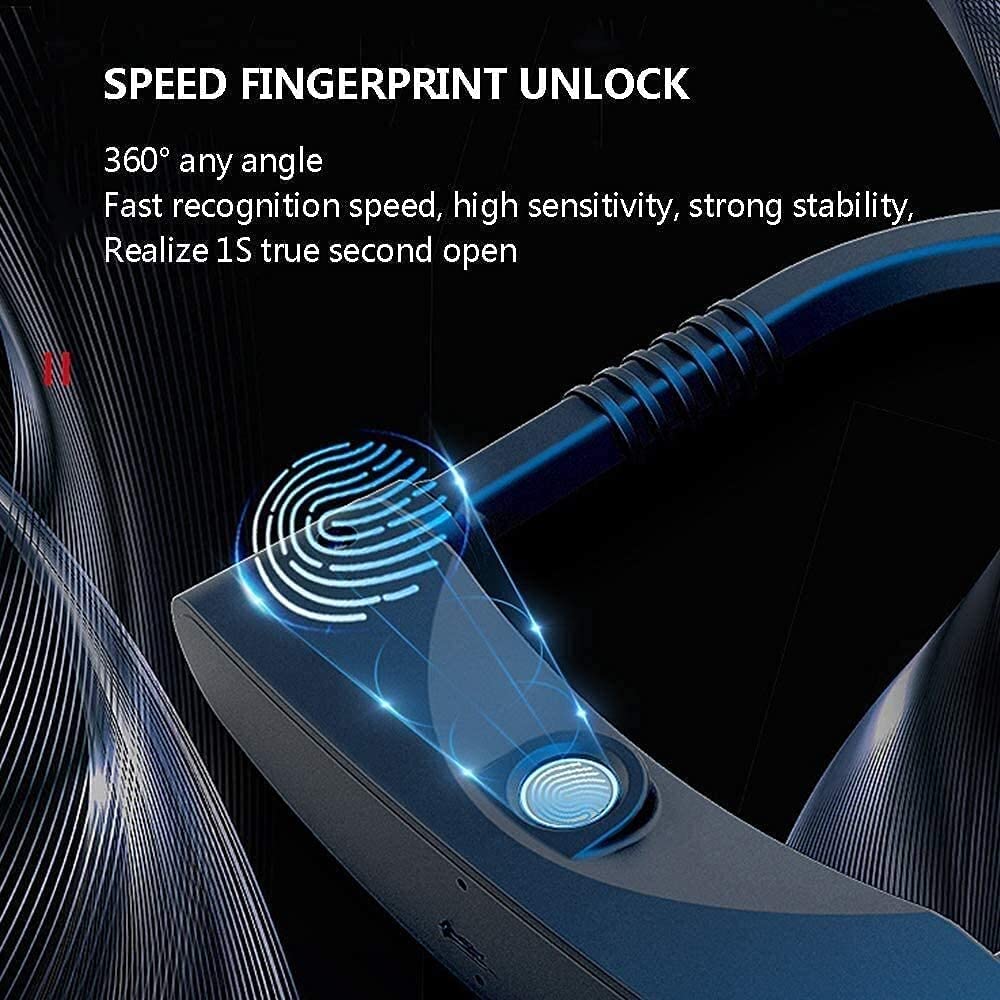 Bloqueo de Huellas Digitales de Bicicleta,USB Carga IP67 Impermeable de 100 Huellas Digitales Tiempo de desbloqueo 0.5 Segundos Seguridad for el Bloqueo de Motocicletas de Bicicleta Candado Bi