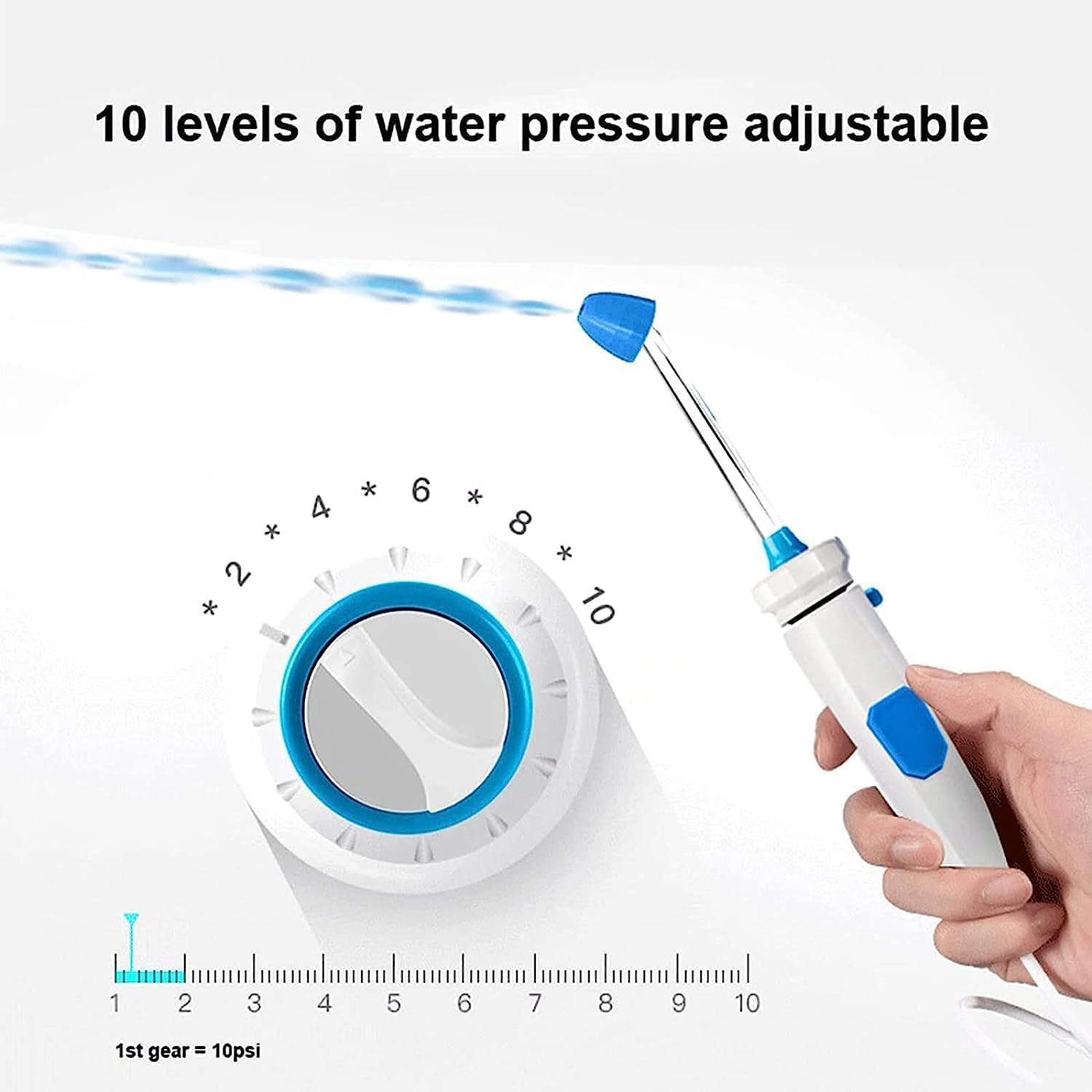 Detergente elettrico per l'igiene nasale, soluzione per l'igiene nasale con 10 modalità di pressione e ugello rotante a 360°, sistema di irrigazione pulsante, per adulti e bambini