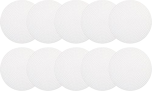 MECCANIXITY Hoja de lona de malla de plástico de 4.5 in4.5 pulgadas, lona redonda blanca en blanco para bordar, malla de ganchillo de punto, paquete