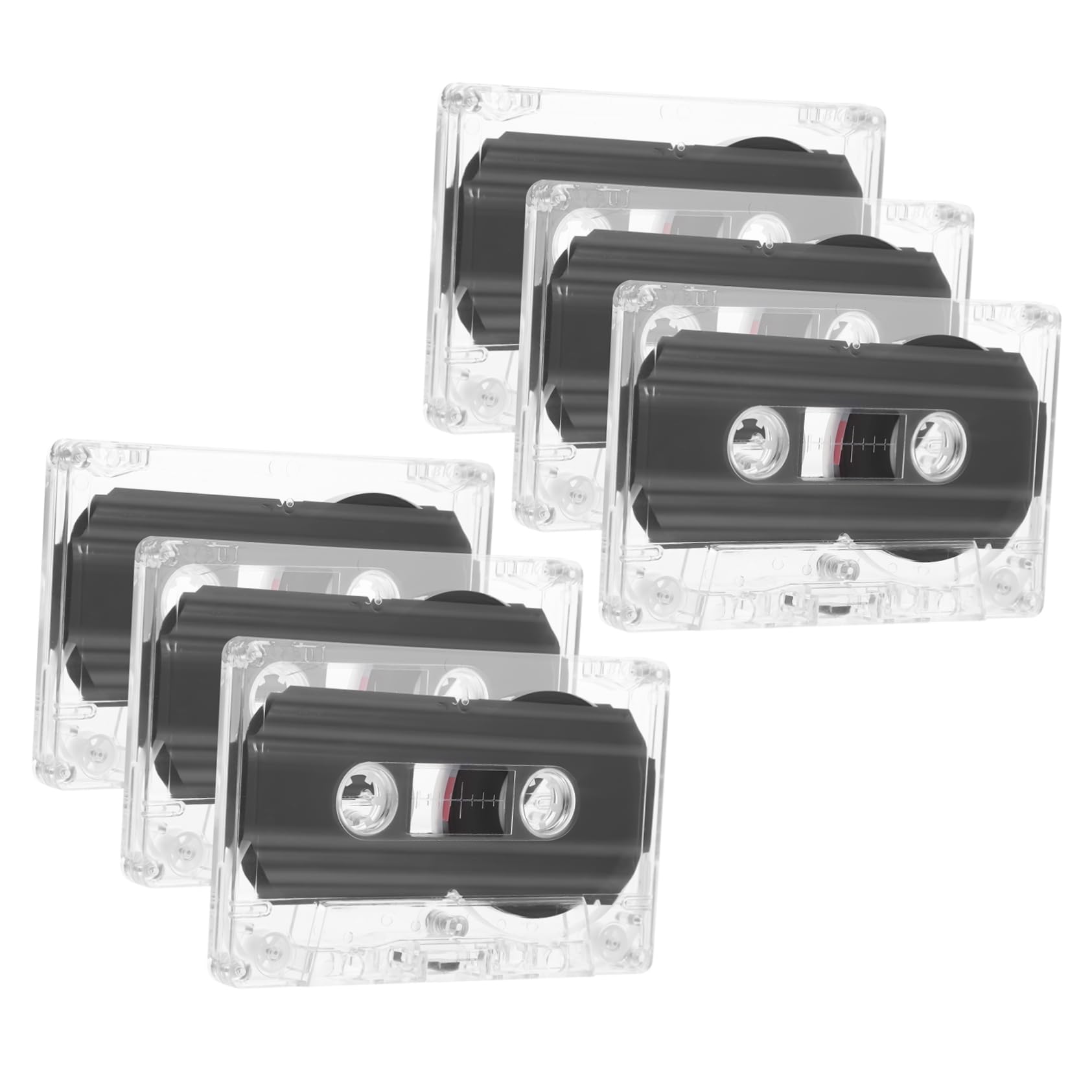 OKUMEYR 6Pcs Recordable Blank Audio Cassette Tapes Capacity Compatible with Various Recorders Playback Convenient Transparent Storage Box