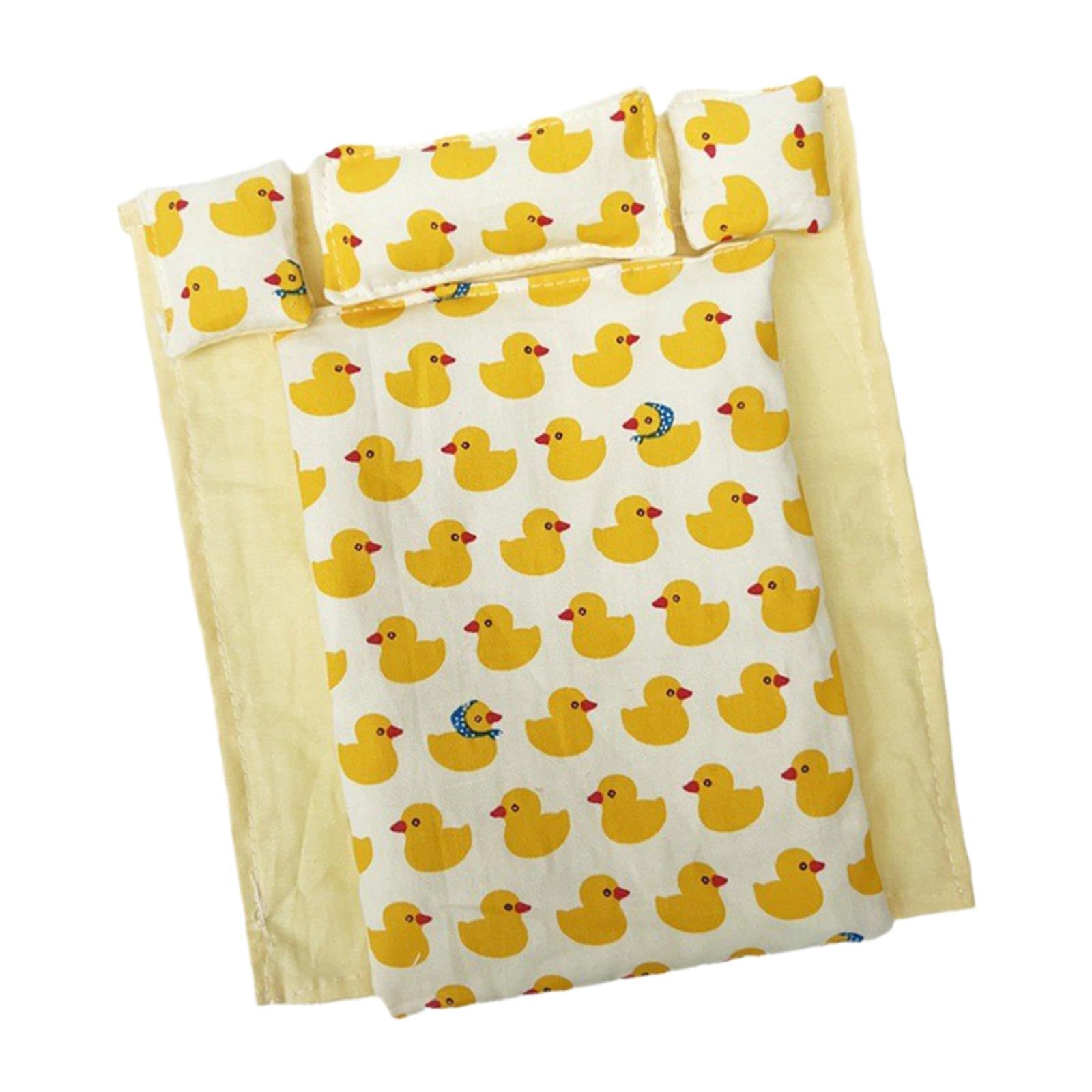 Milageto 1/12 Scale Mini Bedding with Bed Sheet Comforter & Pillows Dollhouse Bedding Set for Dollhouse Diorama Pretend Play Accessories Decoration