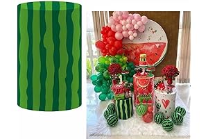 ittsmnt Green Watermelon Rind Cylinder Plinth Covers for Parties Decorations Fruits Pedestal...
