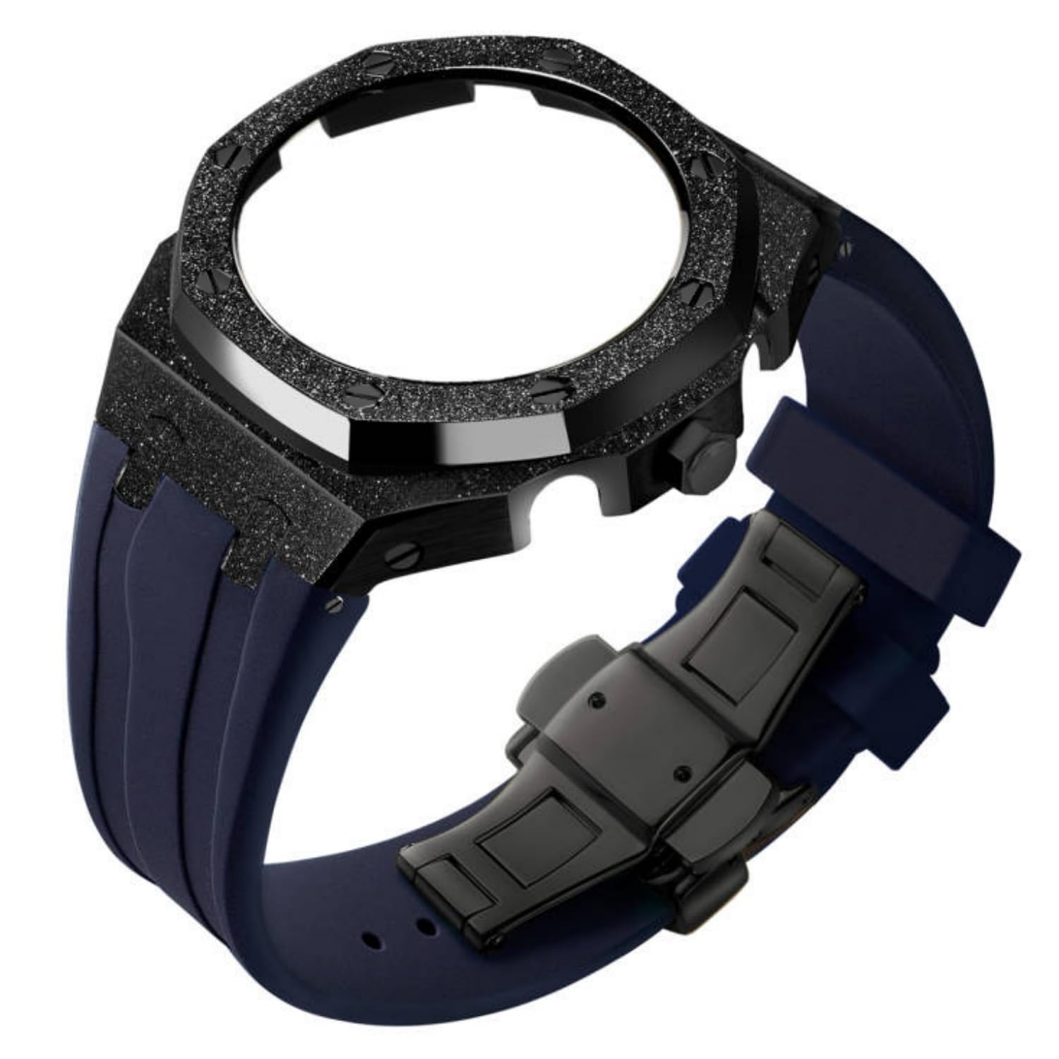 LDDALGA2100 Case Band Mod Kit, Stainless Steel Frost Design Shiny Case Bezel, Silicone Strap with Folding Buckle Replacement Accessories Compatible for Men's G Shock GA2100/ GA2110/ GAB2100 Watches