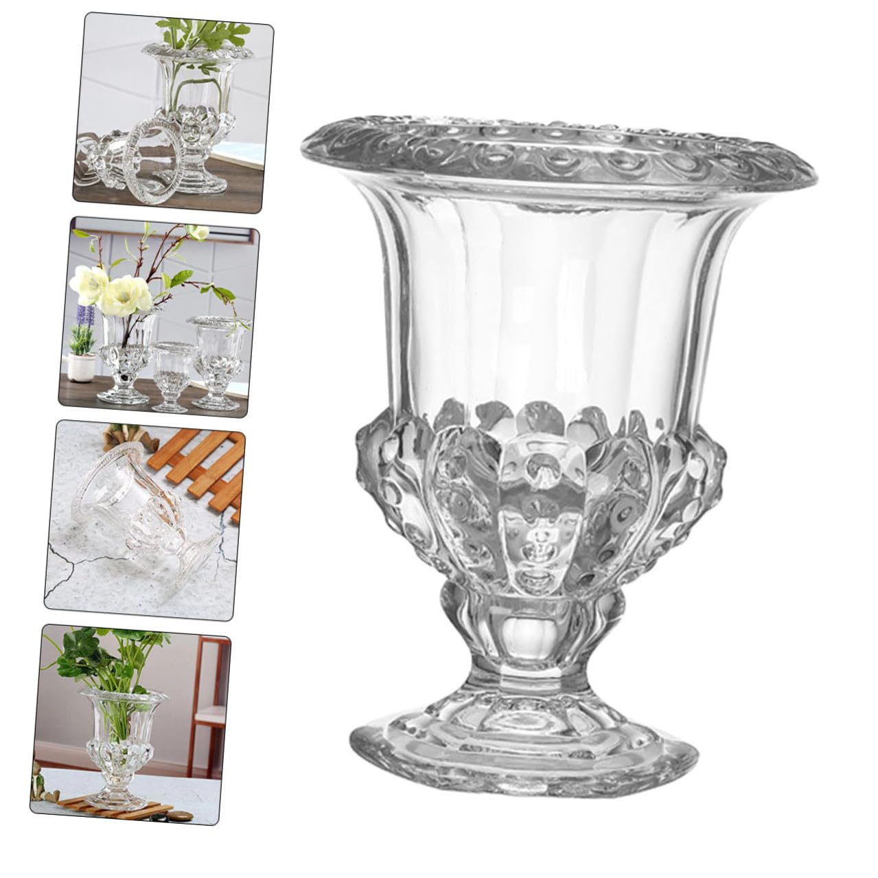 Levemolo Retro Glasvase für Blumen und Kerzendekoration Transparentes Glas Einzigartiger Stil Geeignet für Hochzeitsfeiern und Haushalts Tischdeko Langlebig und Elegant