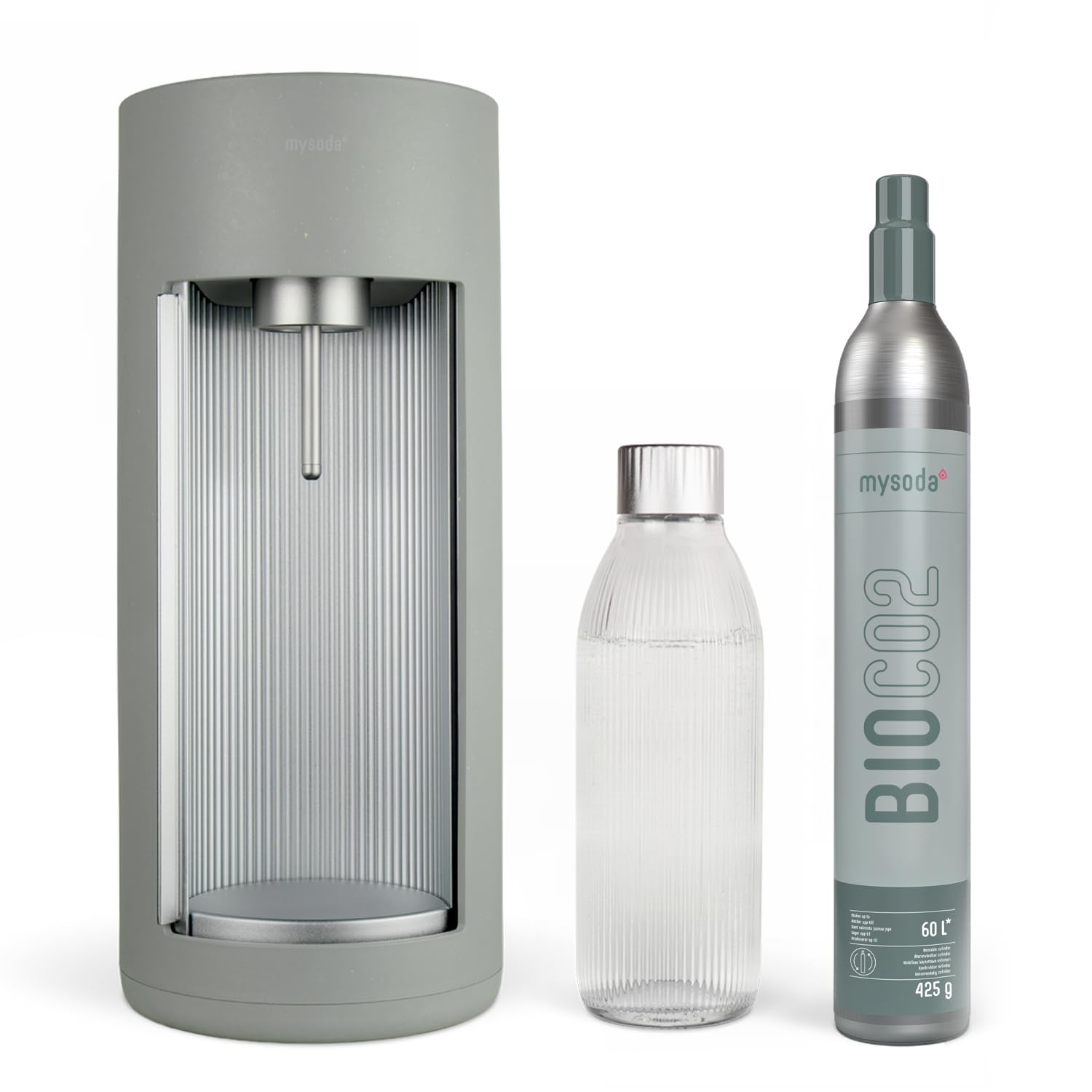 Mysoda Glassy - Gasatore d’acqua per l’acqua frizzante con bottiglia in vetro e bombola CO2 inclusa - Verde Salvia