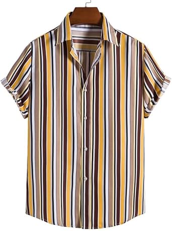 Mens Summer Hawaiian Shirt Casual Loose Short Sleeve Button Down Blouse Beach T-Shirt Tops