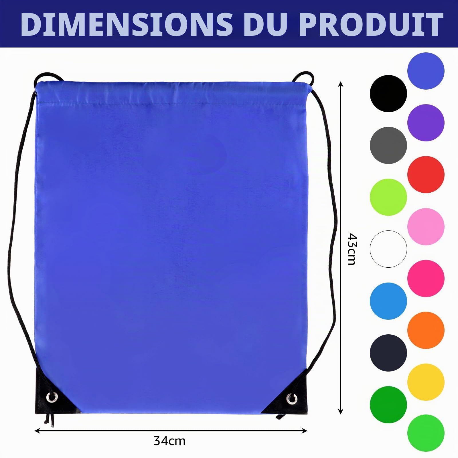 DAJAVE Sac de gym étanche avec cordon de serrage - Lot de 30 sacs en polyéthylène - 15 couleurs - Imperméable - Grande capacité - Pour le sport, la salle de sport, les voyages