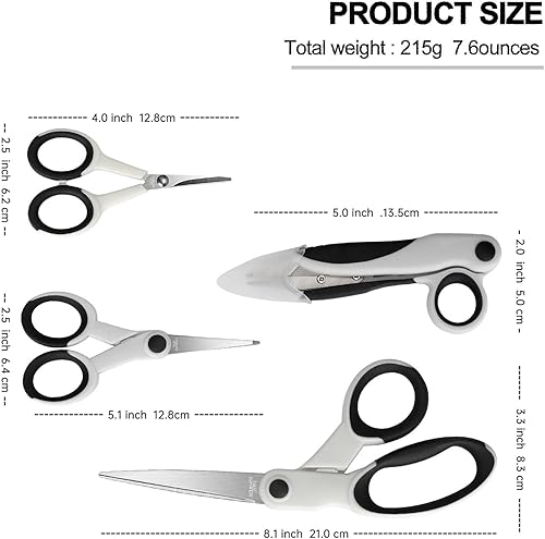 Miniatura 3 de Paquete de tijeras de costura a medida de alta calidad, tijeras de tela afilada de 8.1 pulgadas, tijeras de bordado de 5.1 pulgadas4 pulgadas,