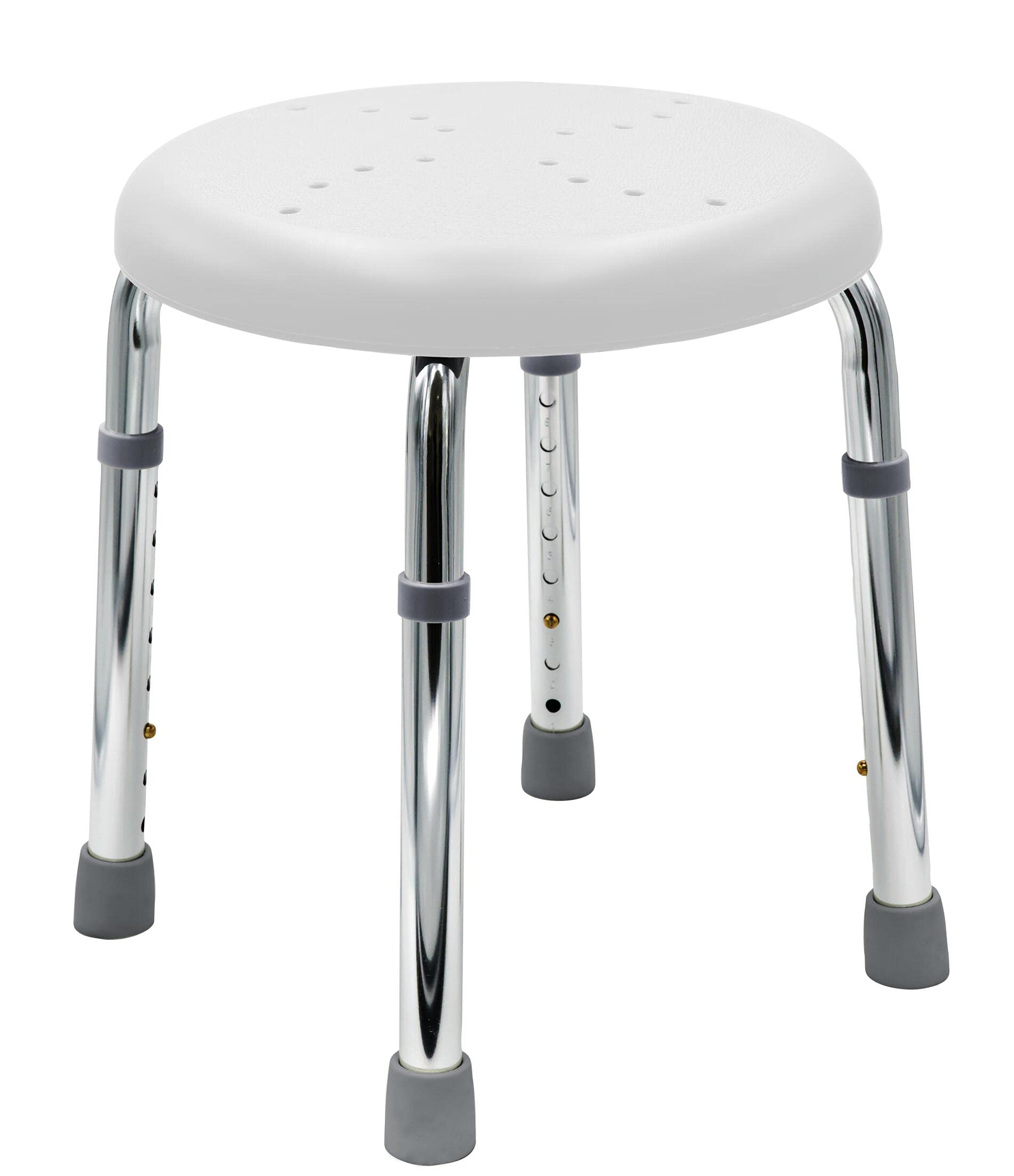 RIDDER Stołek łazienkowy Go, regulacja wysokości biały ok. 450 x 450 x 350 – 525 mm