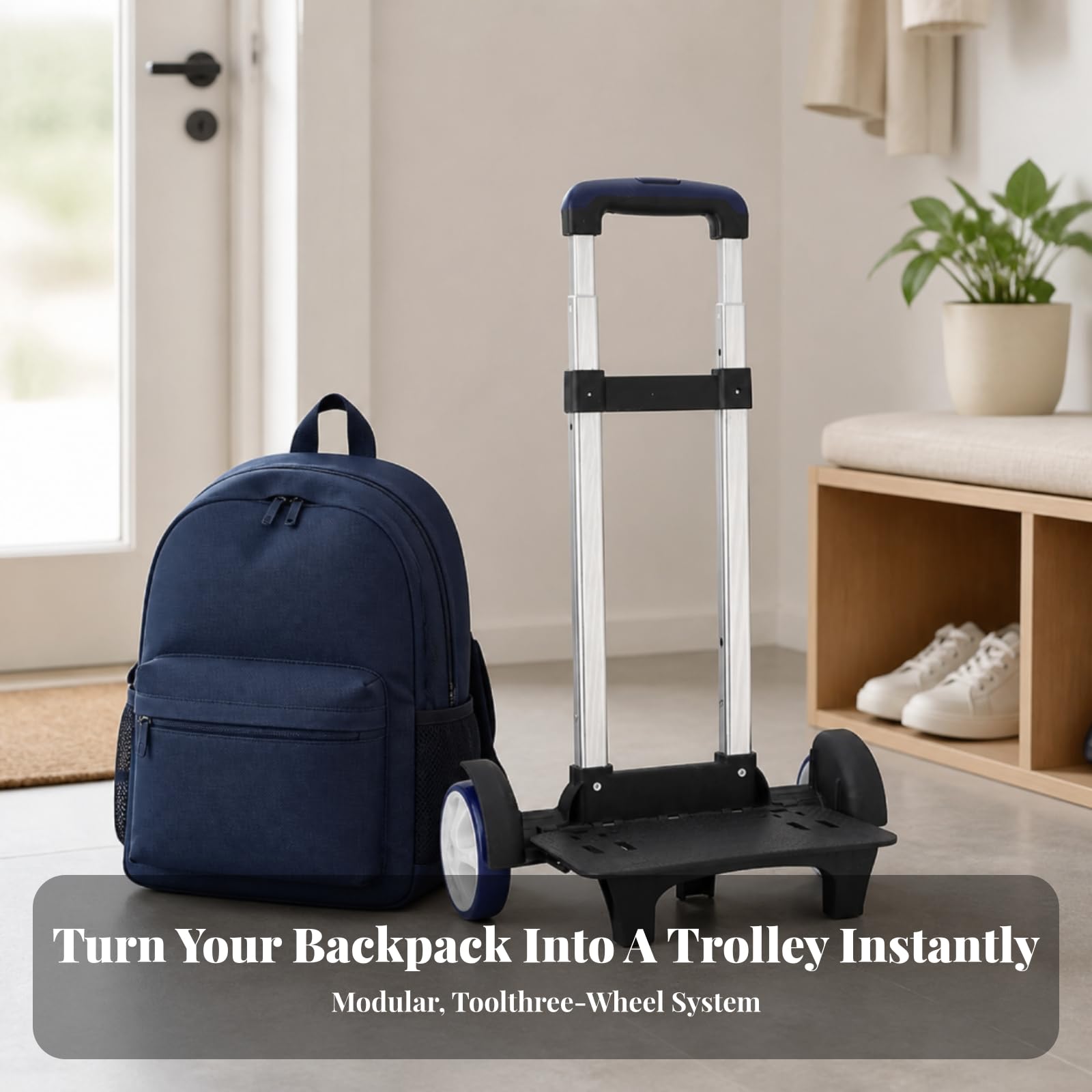 Große Räder Rucksack mit Gestell, Dunkelblau