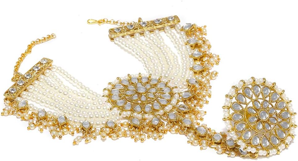 ZAVERI PEARLSMulti Strand Bracelet For Women (Golden) (Zpfk9442)