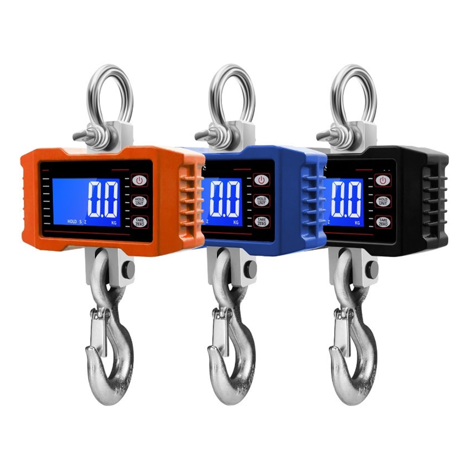 Balance numérique pour grue, 1000Kg/500Kg balance suspendue numérique de grue robuste portable LCD rétro-éclairage échelles à crochet industrielles changement d'unité(500kg Orange)