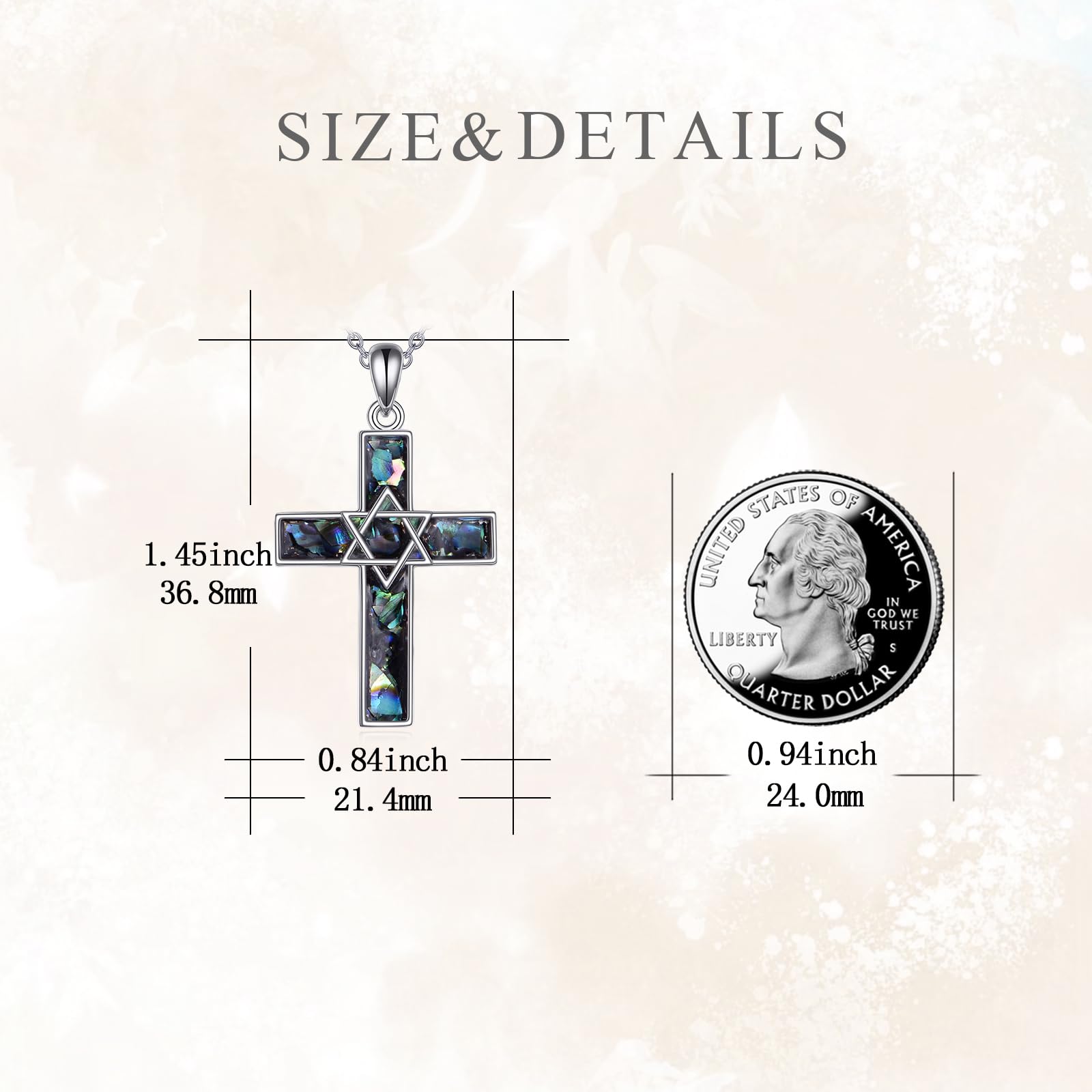 VONALA Collana con ciondolo a forma di stella di David, in argento Sterling 925, con ciondolo a forma di croce, idea regalo per donne, uomini, compleanni, Natale, 21.4mm*36.8mm, Argento sterling,