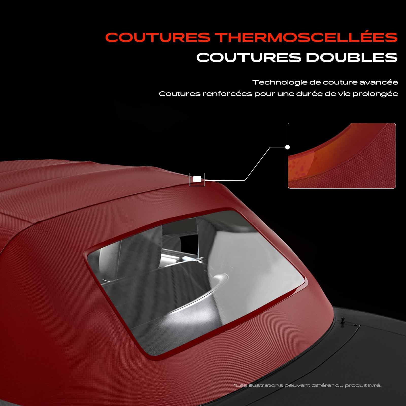 Frankberg Capote de cabriolet Softtop Rouge Compatible avec Barchetta 183 Cabriolet 1.8 16V 1.7L 1995-2005 Remplacer# 0011