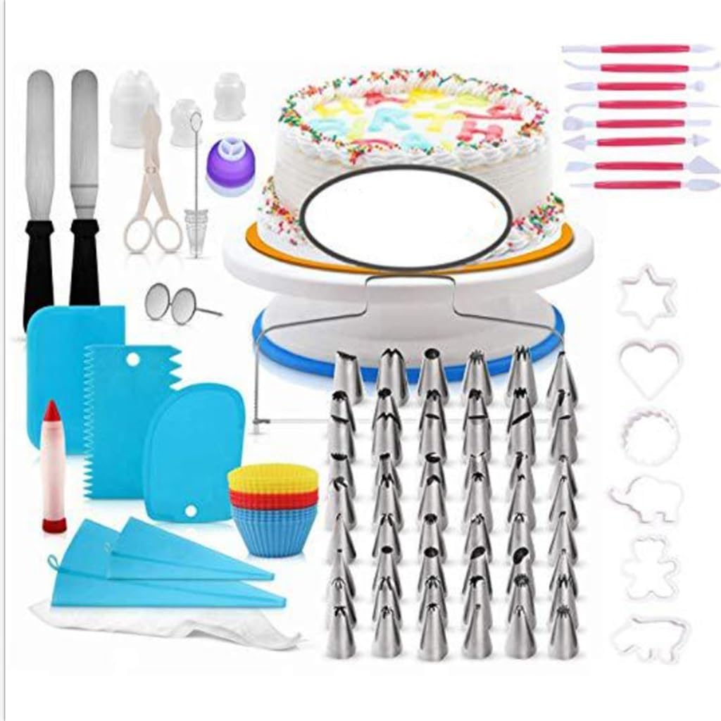 120 Piece Set of Cake Rotary Table Cake Flower Mouth Anti slip Rotary Table Flower Bag