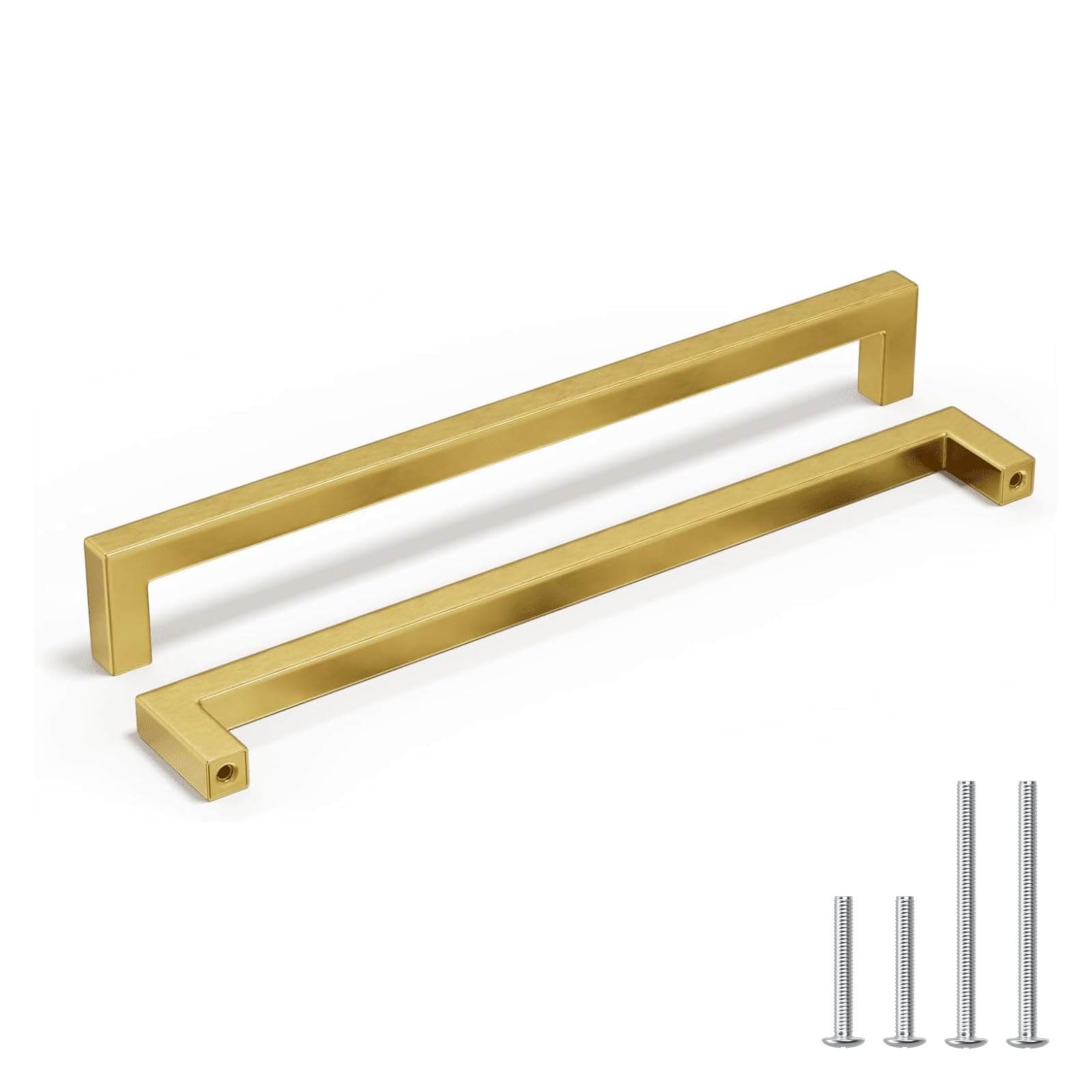 homdiy 5 Pack 10-1/16 Inch Gold Handles for Cabinets Kitchen Cabinet Handles Brushed Brass Cabinet Pulls Gold Hardware for Cabinets Stainless Steel