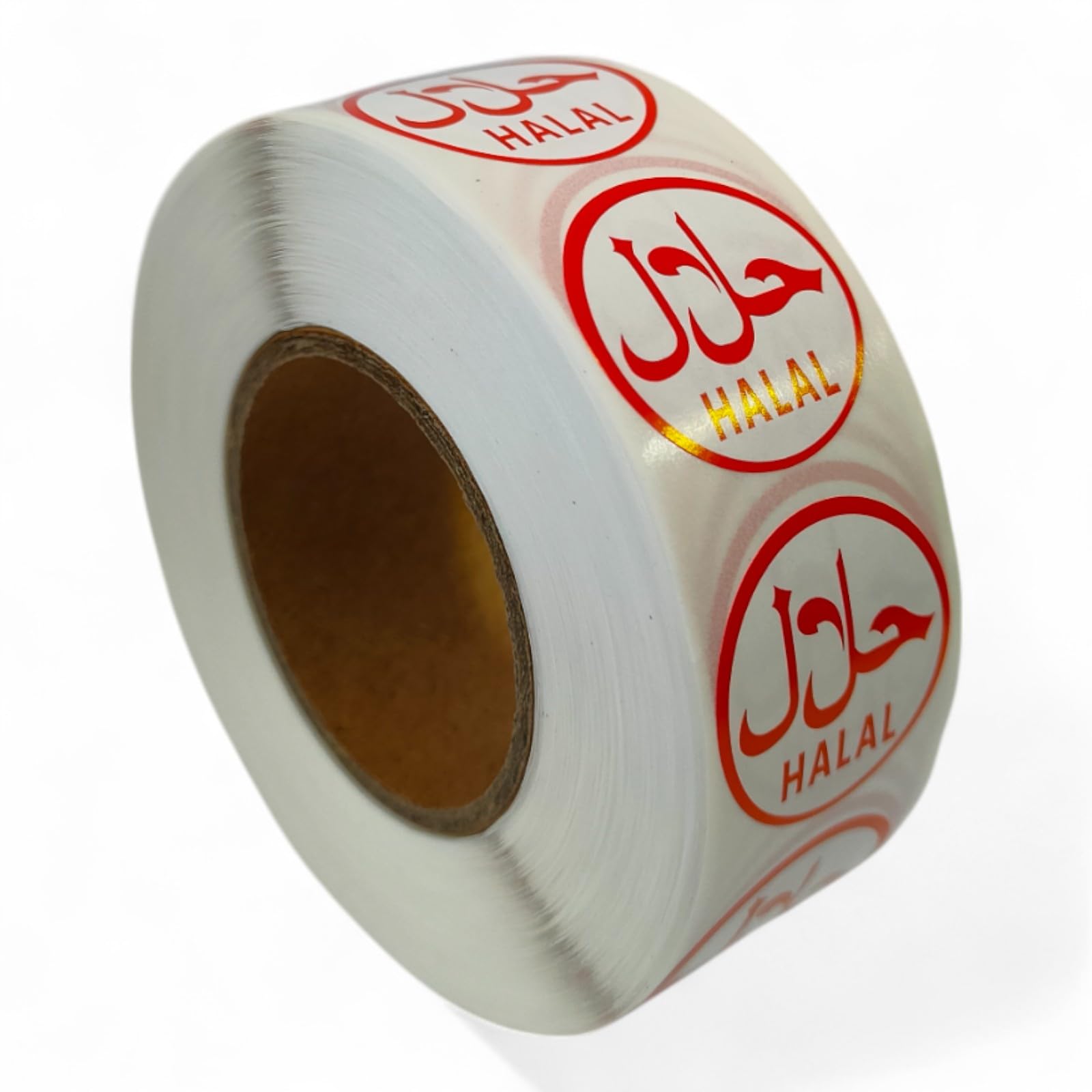 Halal Food Labels 25mm Round Stickers Logo Sign Red Black Roll of 1000 Red