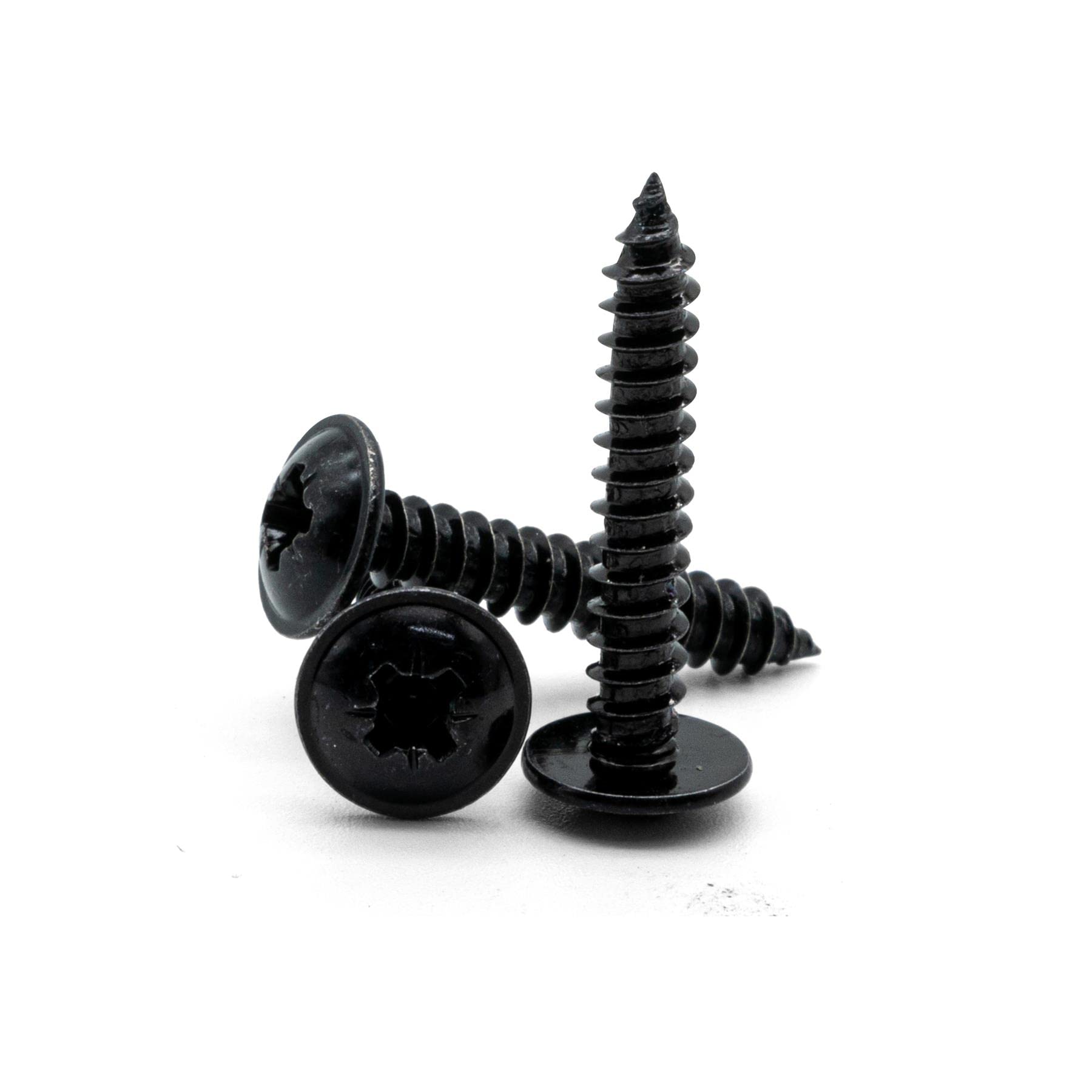 Hippo Hardware No.10 X 3/4" (4.8mm X 19mm) Pozi Flange Head Self Tapping Screws Black Phosphate Tapper (Pack of 20)