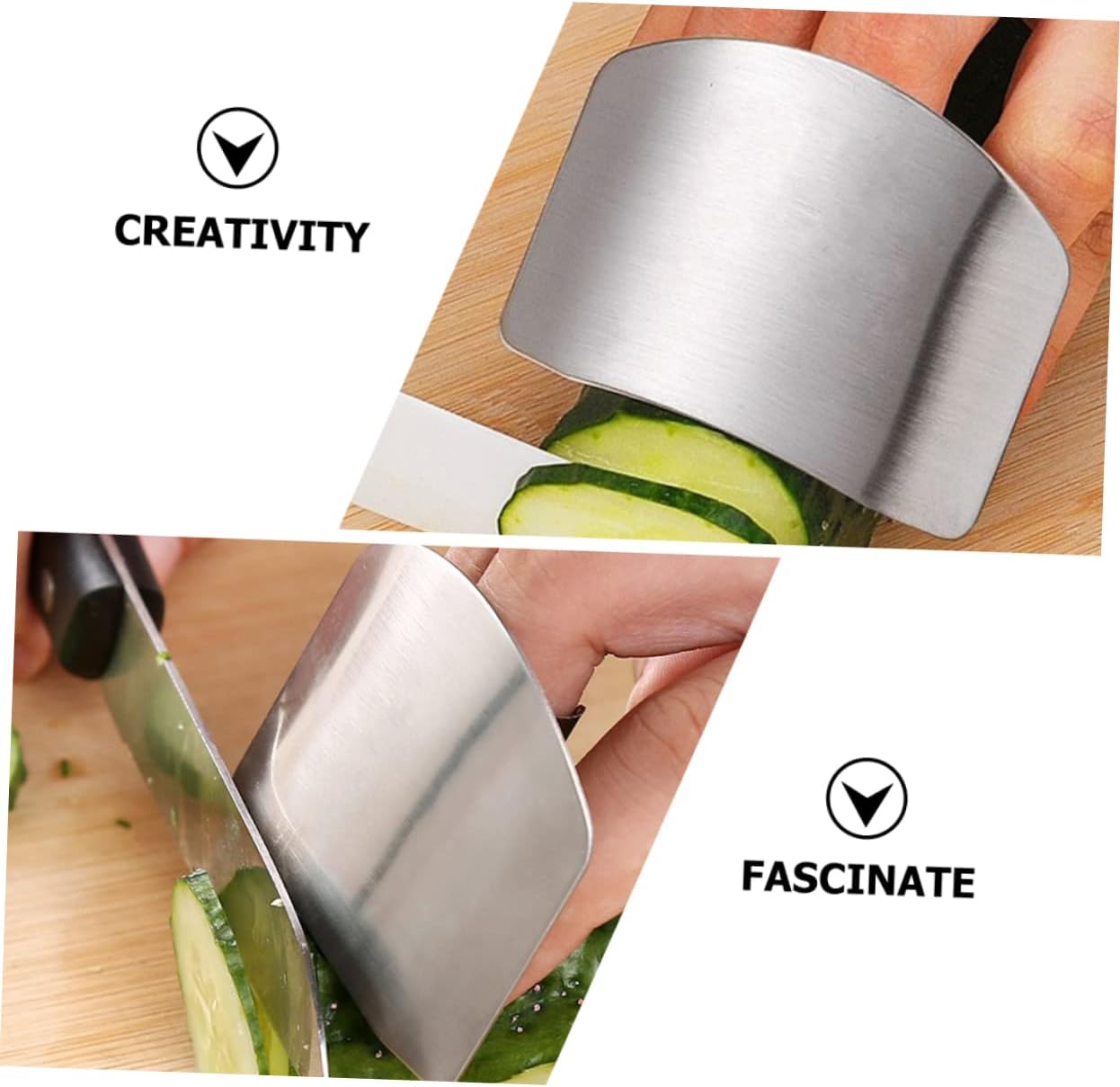 KICHOUSE 2Pcs Stainless Steel Finger Protectors Adjustable Kitchen Finger Guards for Safe Cutting Slicing Dicing Lightweight for Chefs Home Cooks