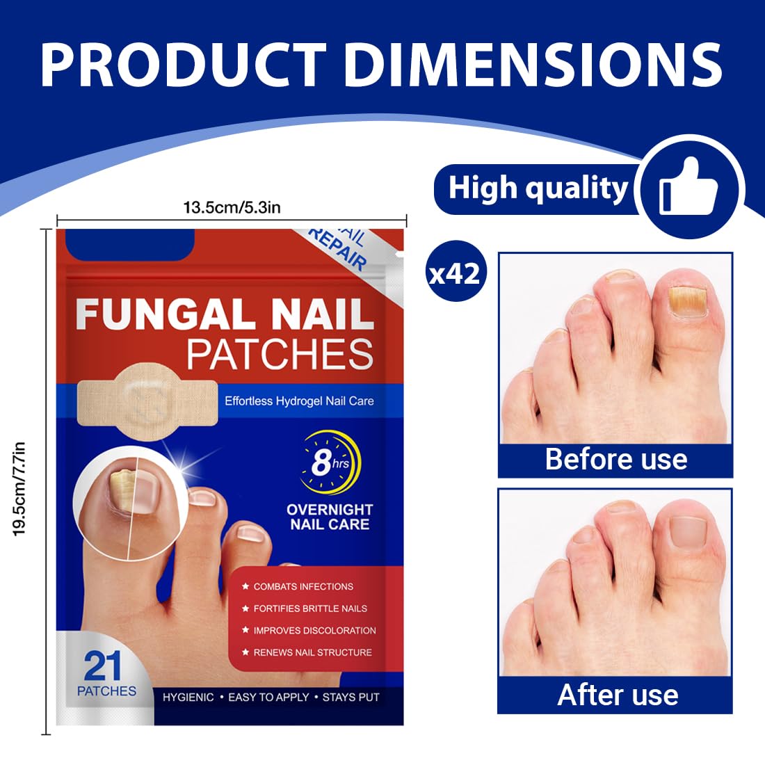GXGM 42 Pezzi Fungal Nail Patches, Toppe Fungine per Unghie, Toppe per Unghie Fungo, Cerotti Multiuso per la Riparazione Delle Unghie dei Piedi Danneggiate Delle Unghie Scolorite