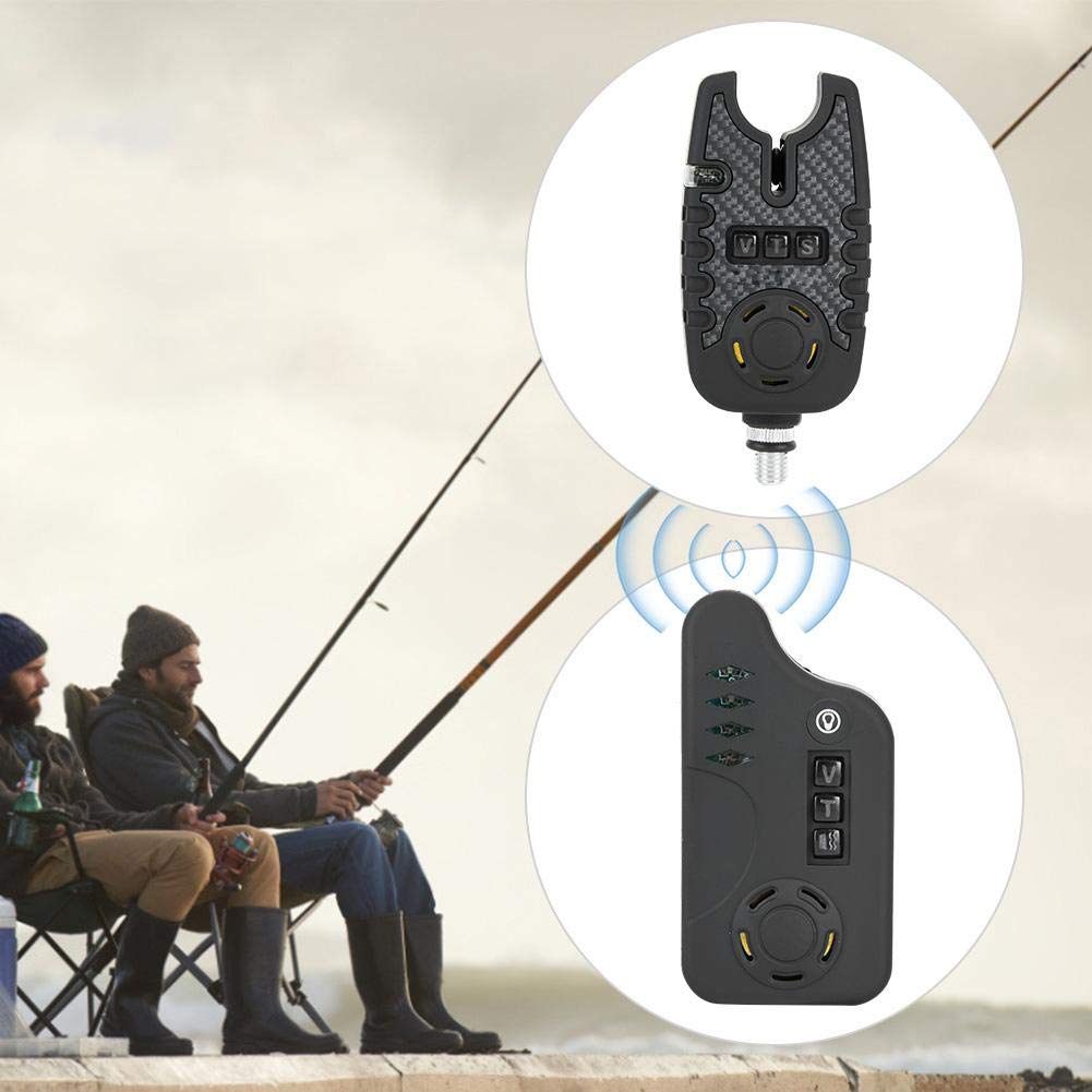 Juego de Indicadores de Pesca, Alarma de Alarma de ca?a de Pescar de Carpa Impermeable al Aire Alarma de luz de Sonido con 3 Lanzador 1 Receptor