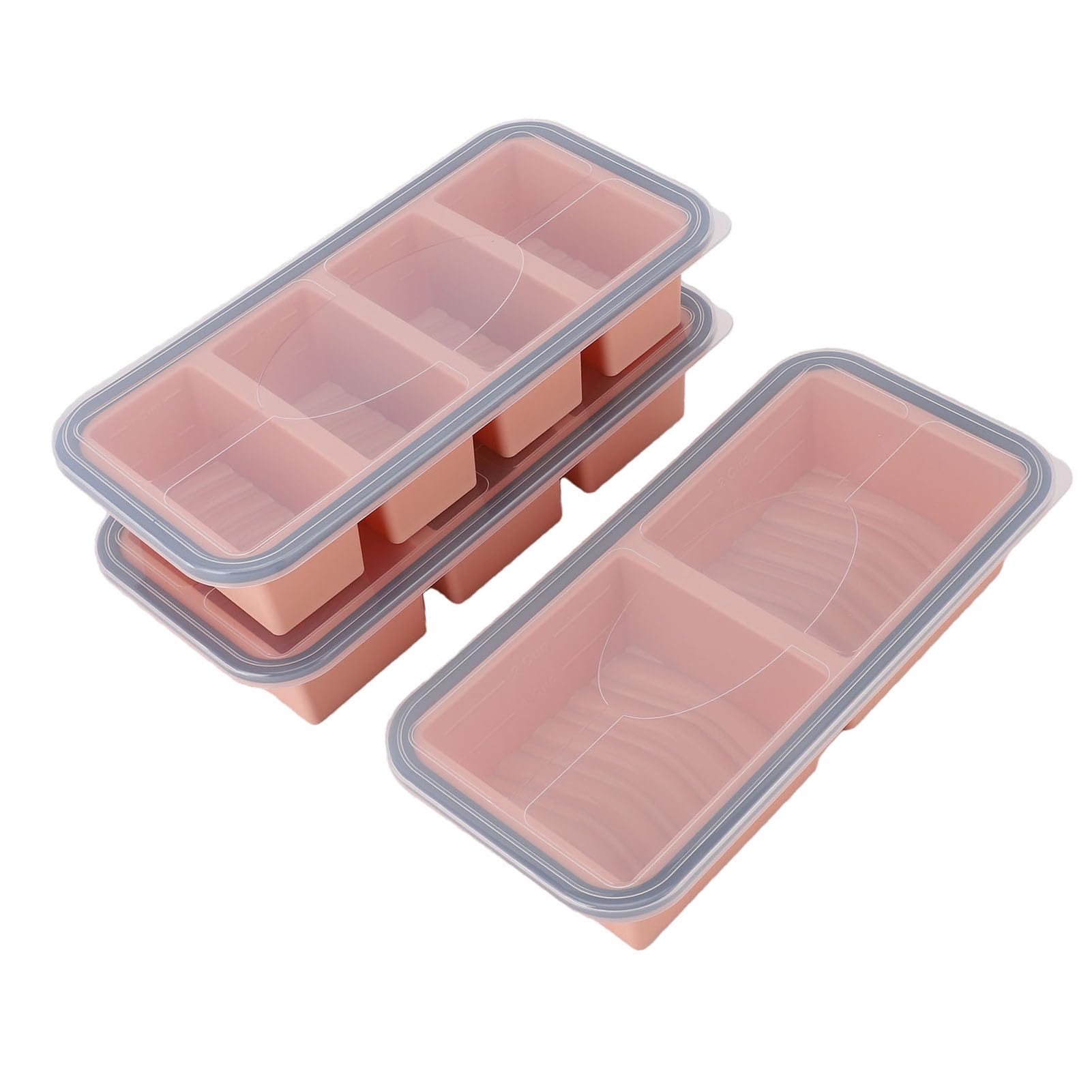 Yosoo Health Gear Set da 3 Vaschette per Ghiaccio in Silicone con (rosa