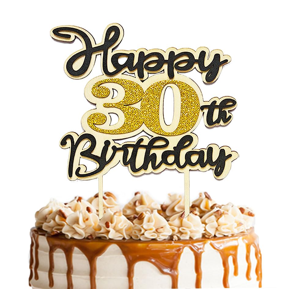 Décoration gâteau 30 ans jaune Happy Birthday pour embellir facilement un dessert fait maison