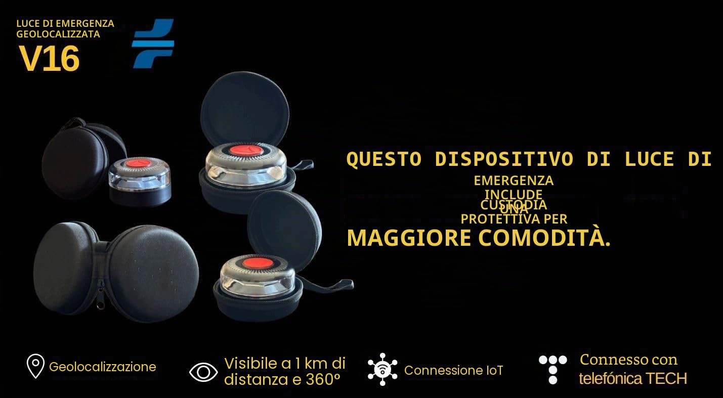 Suinga Luce d'Emergenza Auto V16 Omologata DGT con Geolocalizzazione - Faro v16 omologato dgt - Luce omologata per Auto Emergenza