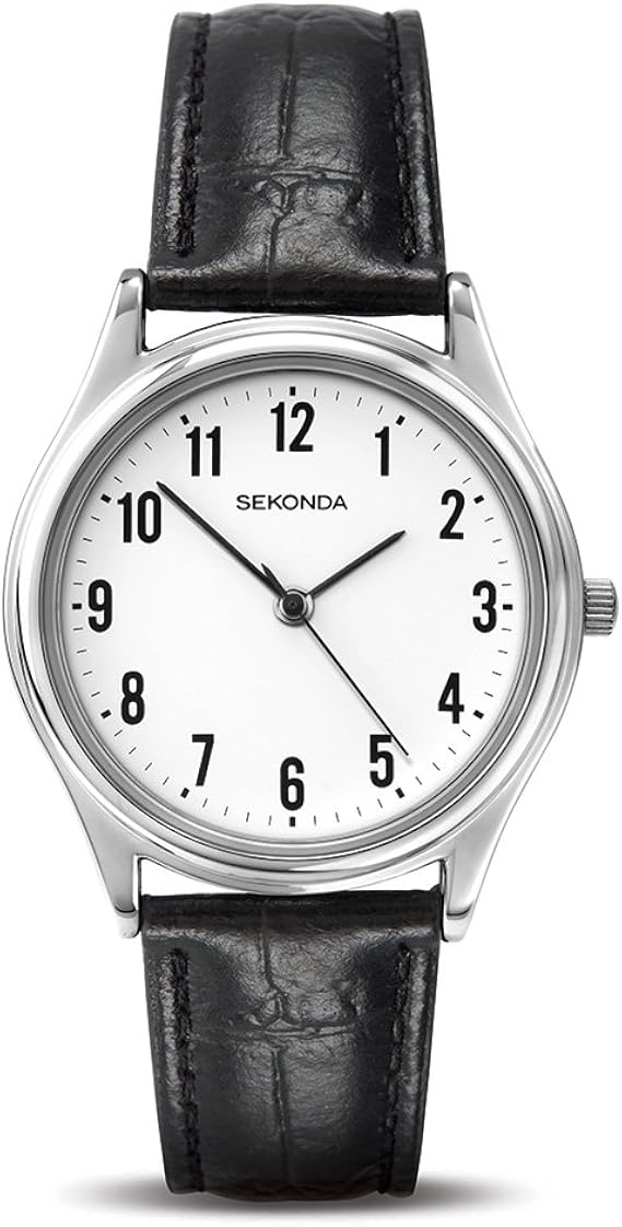 Sekonda Men's Quartz Watch with White Dial Analogue Display and Black