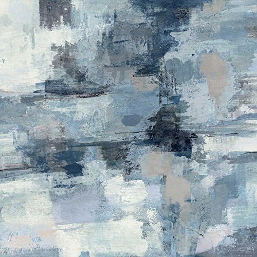 Lienzo con caja americana en las nubes Indigo y gris Cultivo Vassileva Silvia - Cuadrado abstracto Arte impreso abstracto negro azul nubes contemporáneo g 26_X_26_in