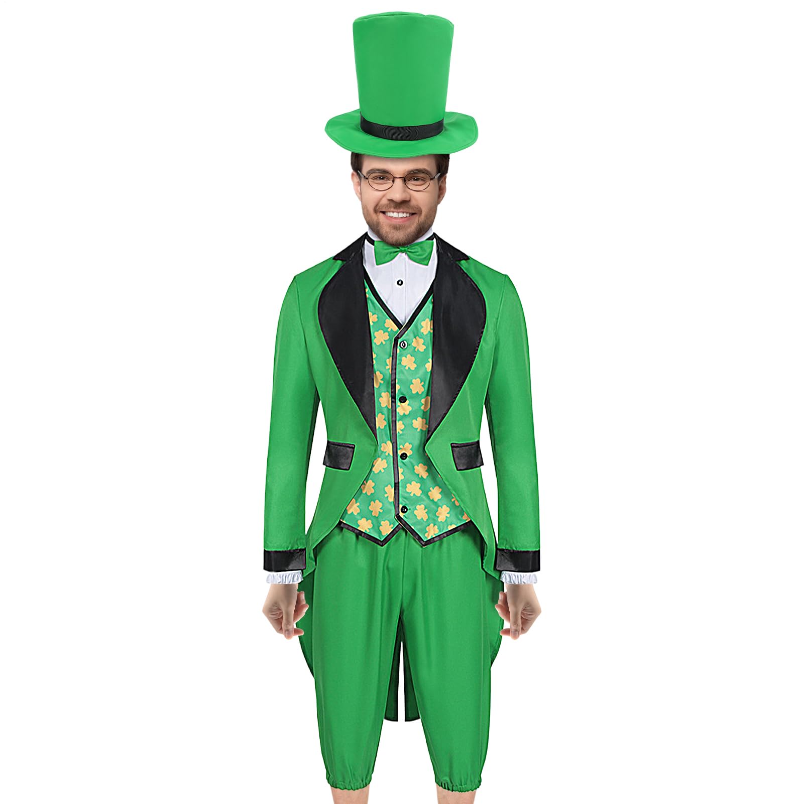 Generico Zielony kostium pixie dla mężczyzn, zielony pixie kostium dla dorosłych - irlandzki krasnoludek dla dorosłych | Mieszane poliestrowe sukienki cosplay na występy sceniczne, gry d