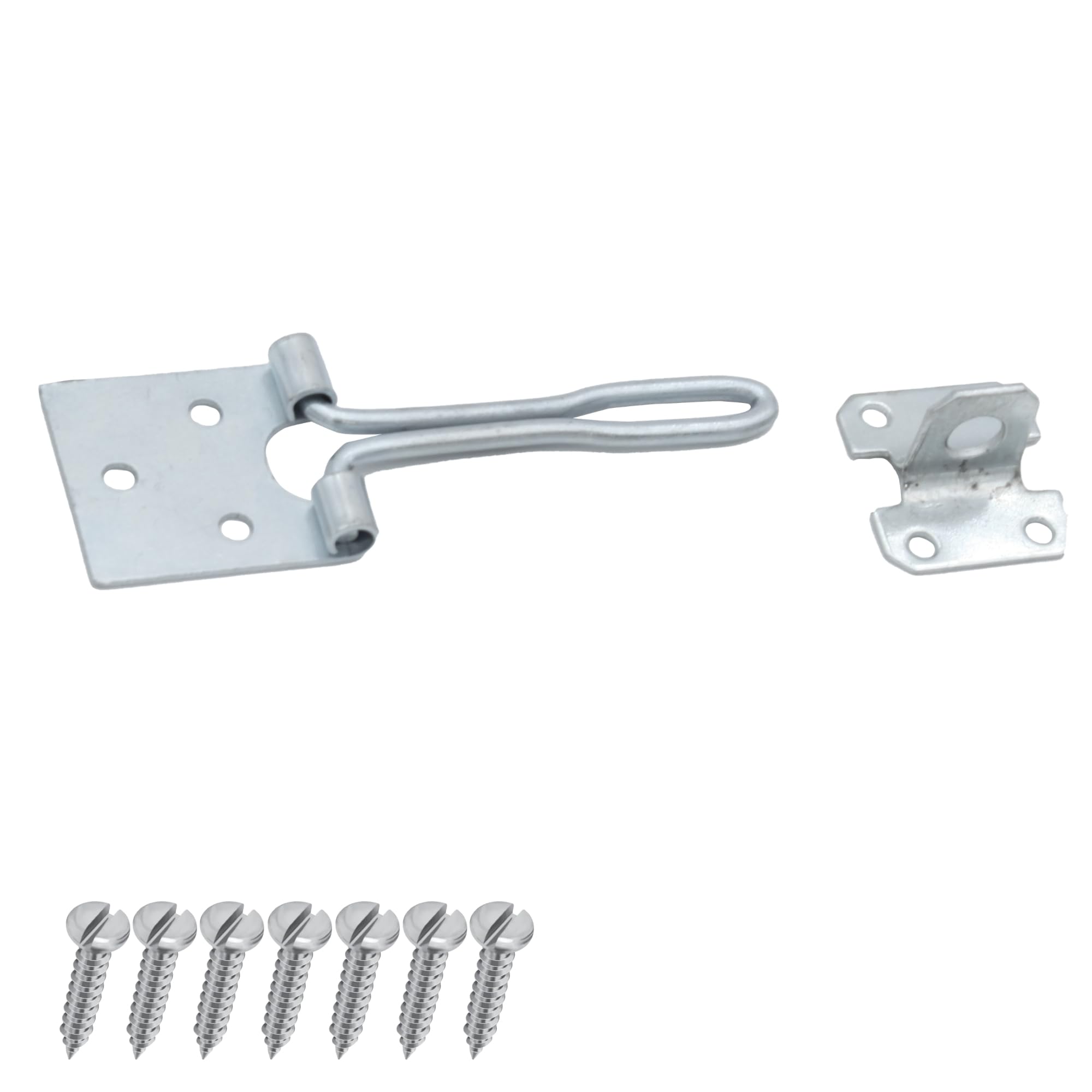 Keypak Wire Hasp and Staple Security Lock Set, 75mm-100mm, Weather Resistant, Black and Zinc Plated (Zinc, (L)100mm)