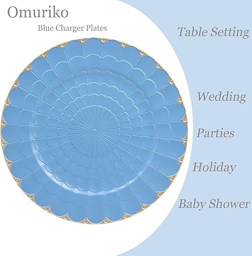 Miniatura 6 de Black Chargers - Juego de 6 platos decorativos de plástico con acabado agrietado para cena, mesa, vacaciones, Acción de Gracias, Navidad