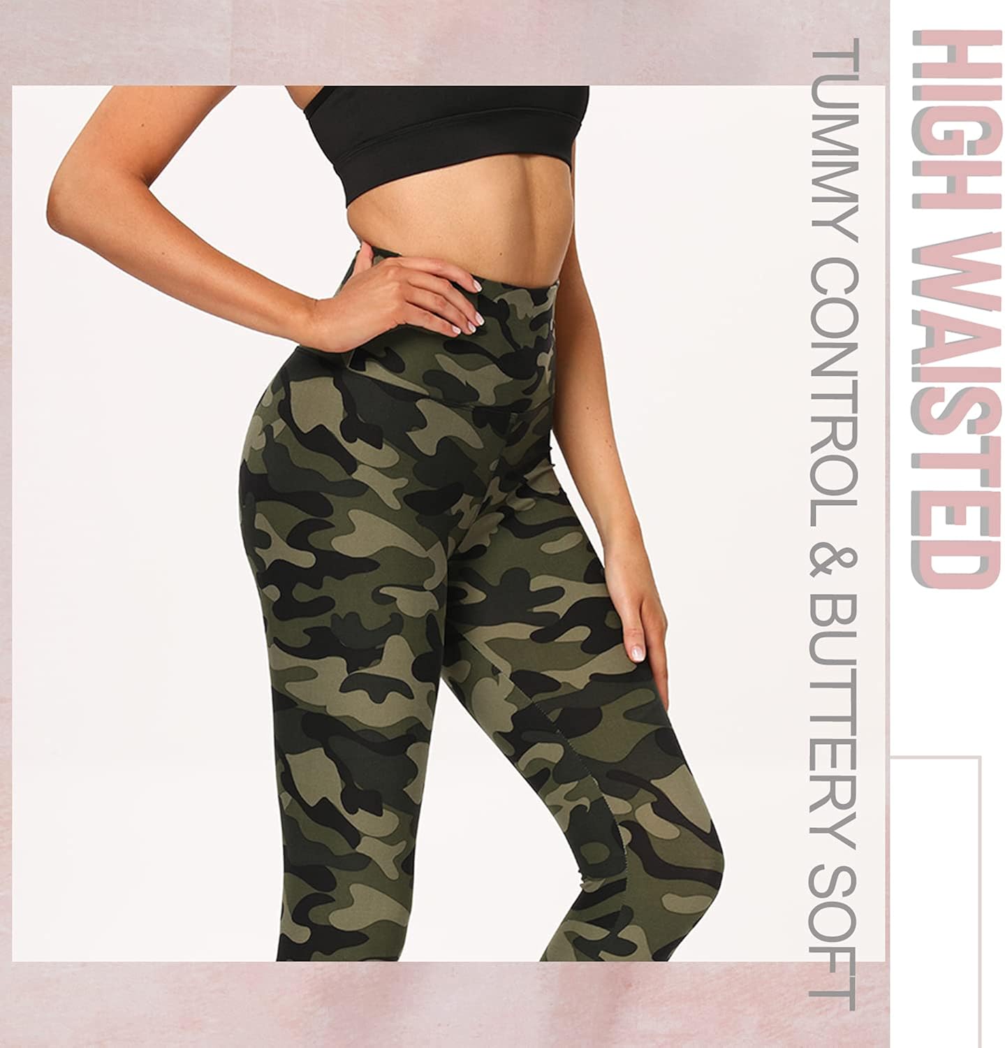 CAMPSNAIL High Waisted Leggings for Women - Buttery Soft Tummy Control Printed Capri Pants for Workout Yoga at  Women’s Clothing store