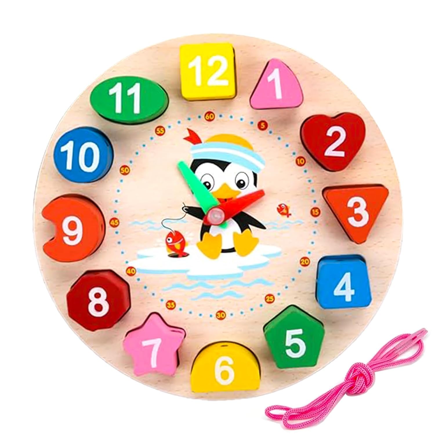 WireScorts Learning Clock with Bead Lace, Educational Digital Analog Numbers, Shape & Color Learning Montessori Toy for Kids - Multi Color-image-35