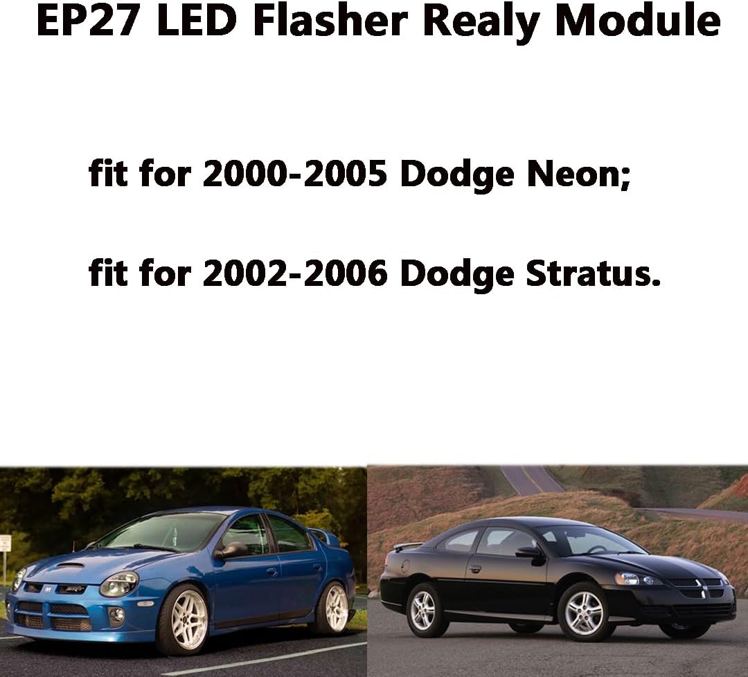 EP27 LED Flasher Relay 5 Pin Fit for 2001-05 Chrysler PT Cruiser | 2000-05 Dodge Neon | 2003-10 Dodge Viper | LED Electronic Turn Signal & Hazard Warn Realy, Stop Hyper Flash, EP27 Flasher Relay