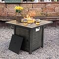Nuu Garden 30” Propane Fire Pit, CSA-Listed Outdoor Fire Pit Table, 50,000 BTU Gas Fire Pit with Lid and Lava Rocks, 2-in-1 Square Fire Pit for Outside Backyard Patio, Black with Gold Edge